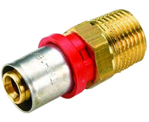 RACCORDO DIRITTO MASCHIO PER TUBO MULTISTRATO A PRESSARE MODELLO AL-COBRAPEX 1 ø32   TIEMME RACCORDERIE SPA