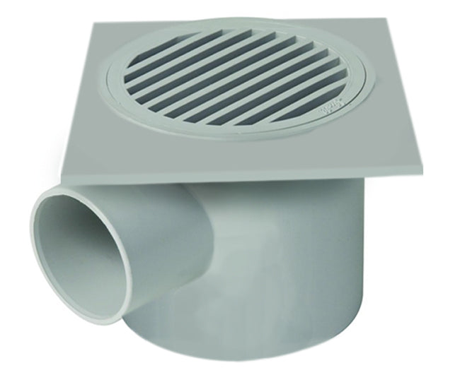 SIFONETTO USCITA ORIZZONTALE C/GRIGLIA IN PVC 100X100 MM - ø40   NICOLL S.R.L.