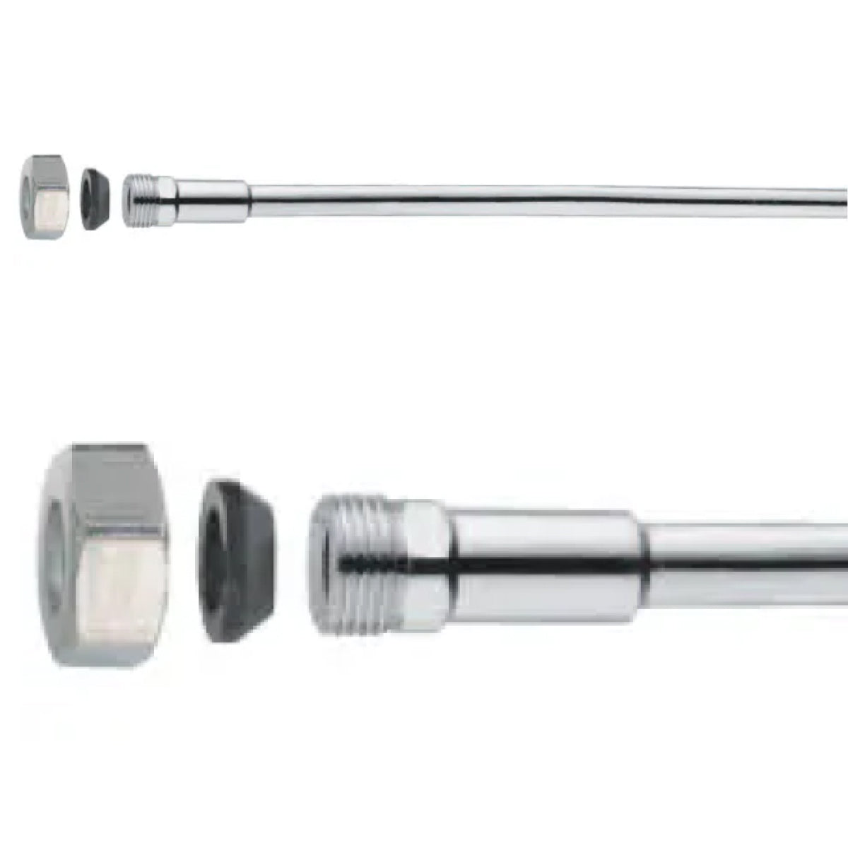 PROLUNGA PER CANNETTA MONOFORO IN RAME RICOTTO CROMATA 3/8*ø10 MM 300