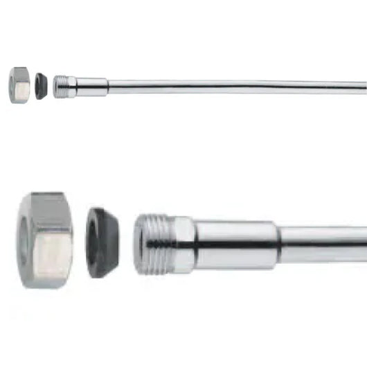 PROLUNGA PER CANNETTA MONOFORO IN RAME RICOTTO CROMATA 3/8*ø10 MM 300