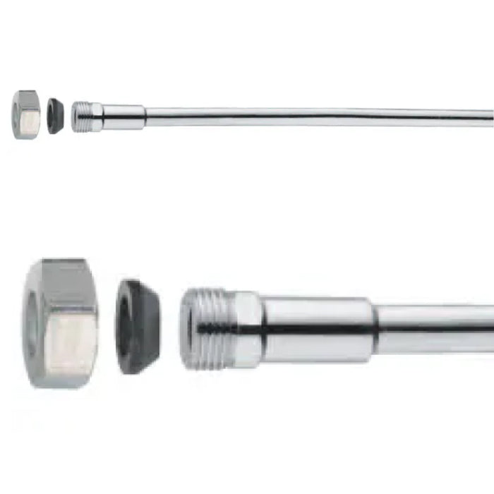 PROLUNGA PER CANNETTA MONOFORO IN RAME RICOTTO CROMATA 3/8*ø10 MM 300