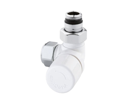 Valvola per radiatori bianca ad angolo attacco a destra termostatizzabile  3/8 attacco destro  Arteclima s.r.l.