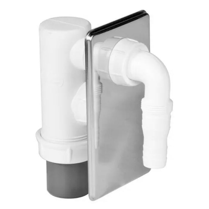 SIFONE AD INCASSO PER LAVATRICE IN PVC CON PLACCA INOX CROMATA Ø40   NICOLL S.R.L.