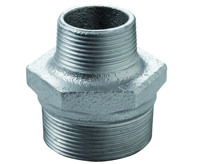 RACCORDO RIDOTTO MASCHIO IN GHISA MALLEABILE ZINCATO 11/2x11/4   GEORG FISHER