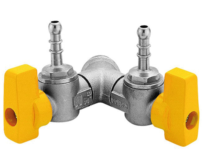 RUBINETTO GAS IN OTTONE A SQUADRO CON FARFALLA PER GPL A DUE VIE 1/2x9   ENOLGAS BONOMI SPA