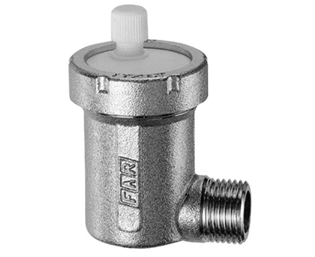 VALVOLA AUTOMATICA DI SFOGO ARIA A SQUADRA IN OTTONE CROMATO 3/8 CROMO   FAR RUBINETTERIE