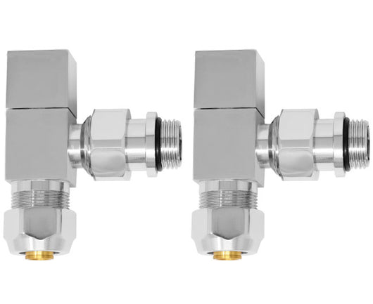 COPPIA VALVOLE A SQUADRO CROMATE FORMA CUBICA 1/2 CROMATA   Idroweb