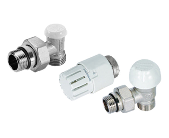 KIT 3 PEZZI VALVOLA/DETENTORE E TESTA TERMOSTATICA 3/8G - 1/2X16   TIEMME RACCORDERIE SPA