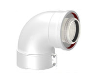 CURVA DI PARTENZA COASSIALE A 90  ° CON ISPEZIONE BIANCA  EE ¸60/100