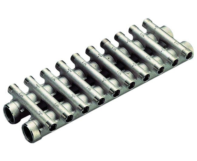 COLLETTORE COMPATTO IN OTTONE NICHELATO PER RISCALDAMENTO 3/4*1/2 6+6   TIEMME RACCORDERIE SPA