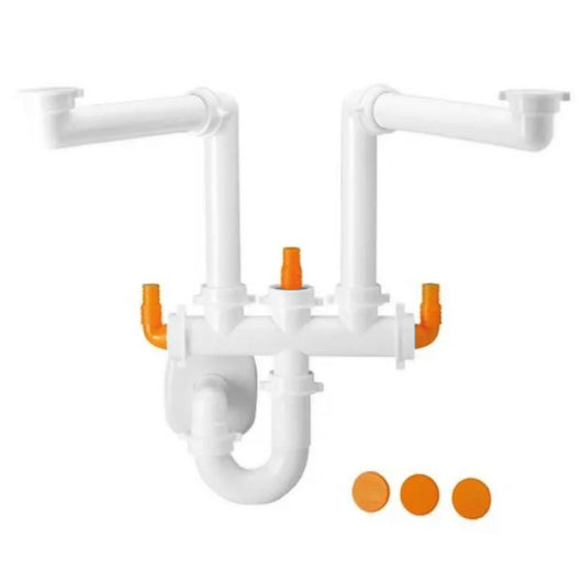 SIFONE 2 VIE SENZA PILETTA PER LAVELLO A 2 VASCHE ACCIAIO/CERAMICA 11/2ø40/50   LIRA SPA