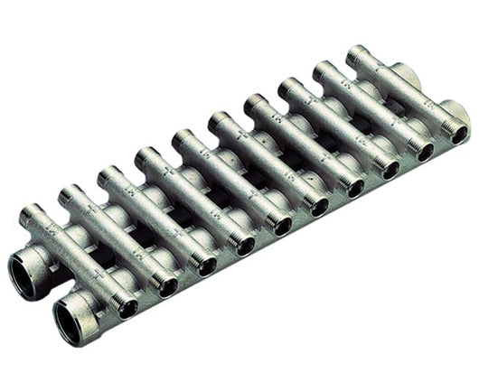 COLLETTORE COMPATTO IN OTTONE NICHELATO PER RISCALDAMENTO 3/4*1/2 8+8   TIEMME RACCORDERIE SPA