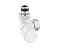 Valvola per radiatori bianca ad angolo attacco a sinistra termostatizzabile  3/8 attacco sinistra  Arteclima s.r.l.