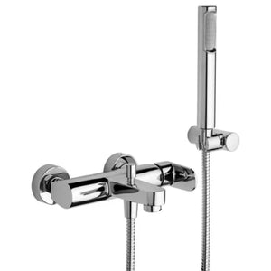 Rubinetto miscelatore monocomando per vasca esterno con doccia serie candy  C/attacco duplex e flessibile 1,5 mt  Rubinetteria paffoni spa