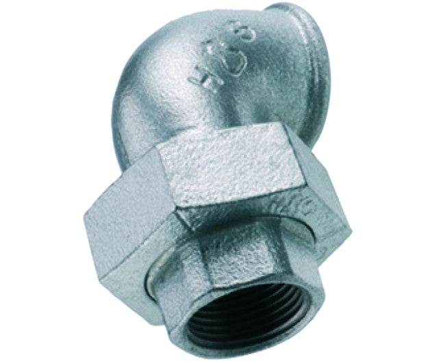 RACCORDO CURVO A BOCCHETTONE FEMMINA FEMMINA IN GHISA MALLEABILE ZINCATA 1   GEORG FISHER