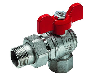 VALVOLA A SFERA A SQUADRA IN OTTONE MASCHIO FEMMINA CON BOCCHETTONE 1/2   TIEMME RACCORDERIE SPA