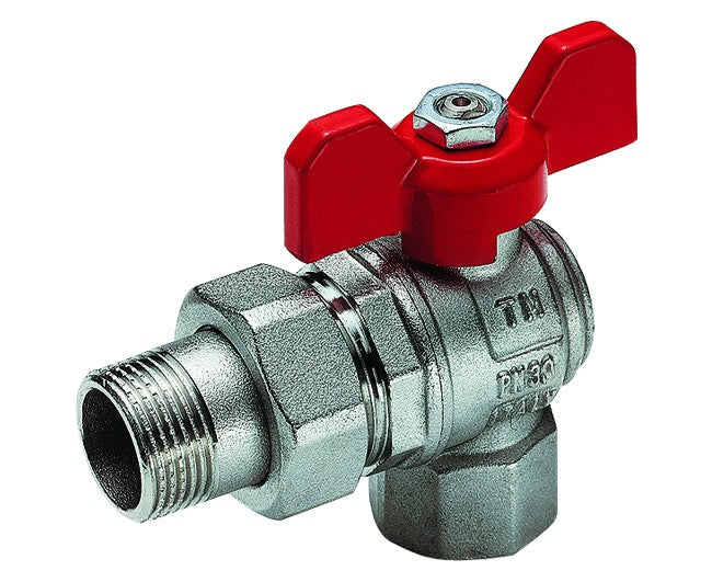 VALVOLA A SFERA A SQUADRA IN OTTONE MASCHIO FEMMINA CON BOCCHETTONE 1/2   TIEMME RACCORDERIE SPA