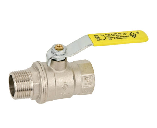 VALVOLA ARRESTO A SFERA IN OTTONE CON LEVA PER GAS MASCHIO FEMMINA 3/4   VALVOSANITARIA BUGATTI S.P.A.