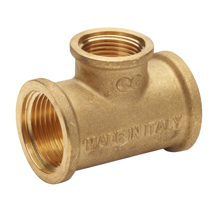 RACCORDO A T RIDOTTO FEMMINA IN OTTONE GIALLO SERIE 1500 3/4 X 1/2 X 3/4    PETTINAROLI