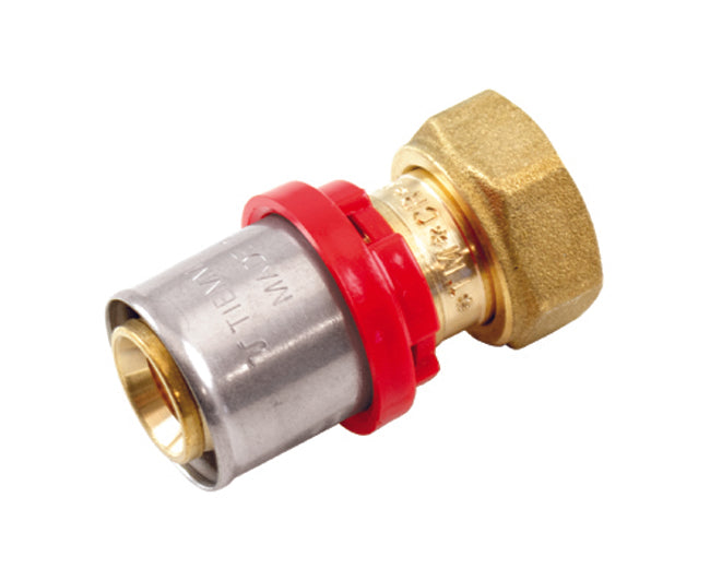 Raccordo diritto con girello e guarnizione piana per tubo multistrato a pressare modello al-cobrapex 1/2 ?20  Tiemme raccorderie spa