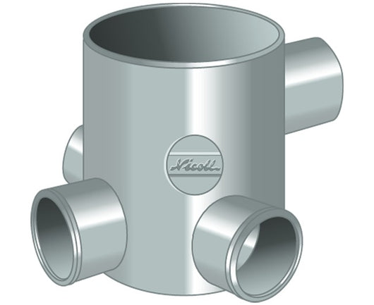 Pozzetto a pavimento basso 4 vie incollaggio in pvc  ? 100/40 4 vie  h= 12 cm  Nicoll s.r.l.