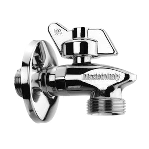 RUBINETTO MIGNON LAVATRICE A SFERA CON ROSONE IN OTTONE CROMATO MODELLO SQUALO 1/2   VA ALBERTONI