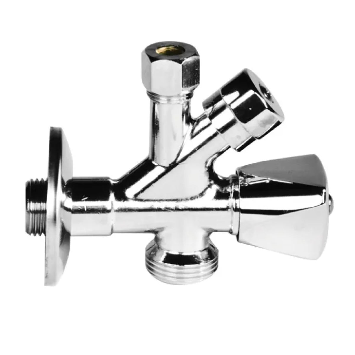 RUBINETTO SOTTOLAVABO A VITONE IN OTTONE CROMATO CON ATTACCO LAVATRICE 1/2 x 3/4 Idroweb