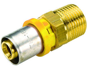 RACCORDO DIRITTO MASCHIO PER TUBO MULTISTRATO A PRESSARE PER GAS MODELLO AL-COBRAPEX 1/2 ø20   TIEMME RACCORDERIE SPA