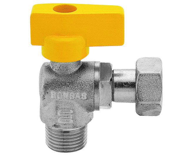 RUBINETTO GAS IN OTTONE A SQUADRO CON FARFALLA MASCHIO DADO GIREVOLE 1/2X3/4   ENOLGAS BONOMI SPA