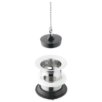 Piletta a griglia in ottone cromato con tappo in gomma e troppo pieno per lavabo TEA