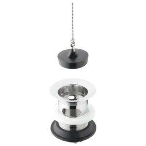 Piletta a griglia in ottone cromato con tappo in gomma e troppo pieno per lavabo TEA