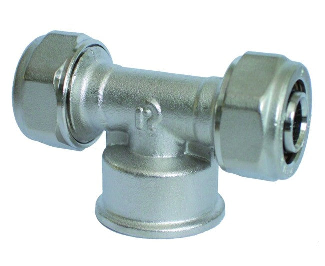 RACCORDO A T FEMMINA PER TUBO MULTISTRATO COMPLETO DI KIT 3/4 ø26    PETTINAROLI