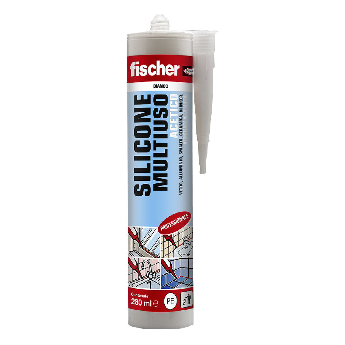 Sigillante siliconico multiuso bianco a base acetica  Bianco 280gr  Fischer italia s.r.l.