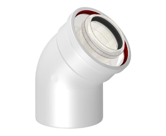 CURVA 45  °COASSIALE M/F PER CALDAIA A CONDENSAZIONE PER CAMBIO DI DIREZIONE  EE ¸60/100