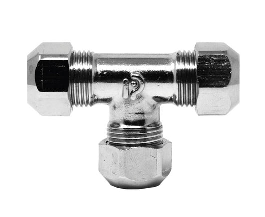 RACCORDO A T FEMMINA A TENUTA PTFE PER TUBO RAME CROMATO SERIE 6900 Ø10 X Ø10 X Ø10    PETTINAROLI