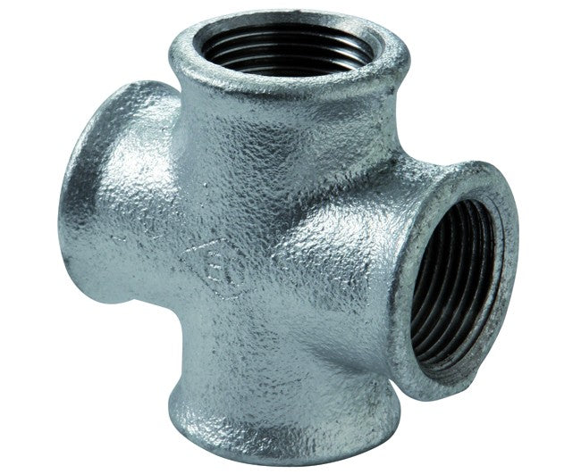 RACCORDO A CROCE INTERMEDIO IN GHISA MALLEABILE ZINCATO 1/2   GEORG FISHER