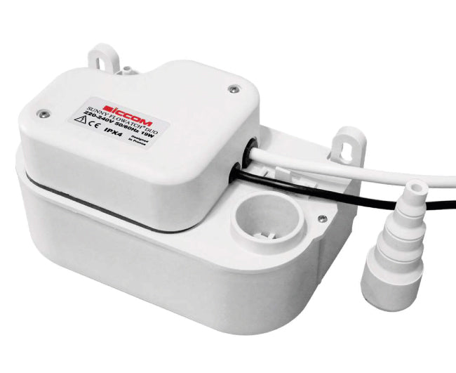 MINI POMPA A PISTONE PER SCARICO CONDENSE MODELLO SUNNY FLOWATCH DUO 220/240V - 50/60HZ. 19W. PORTATA 19L/H   SICCOM