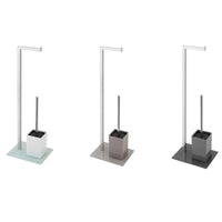 PIANTANA PORTAROTOLO/PORTASCOPINO IN ACCIAIO CROMATO DIM. CM(LXPXH):18X22X70,5 GRIGIO   Idroweb