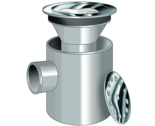 Pozzetto a pavimento basso ad 1 via grigliato con tappo  ? 100/40 1 via  h= 12 cm  Nicoll s.r.l.