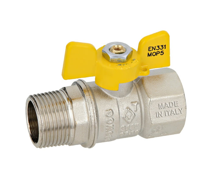 VALVOLA ARRESTO A SFERA IN OTTONE CON FARFALLA PER GAS MASCHIO FEMMINA 3/4   VALVOSANITARIA BUGATTI S.P.A.