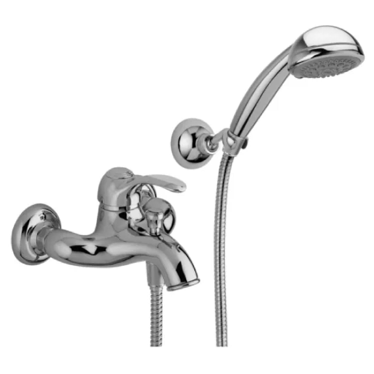 Rubinetto miscelatore monocomando vasca esterno con doccia serie flavia  C/attacco duplex e flessibile 150 cm  Rubinetteria paffoni spa