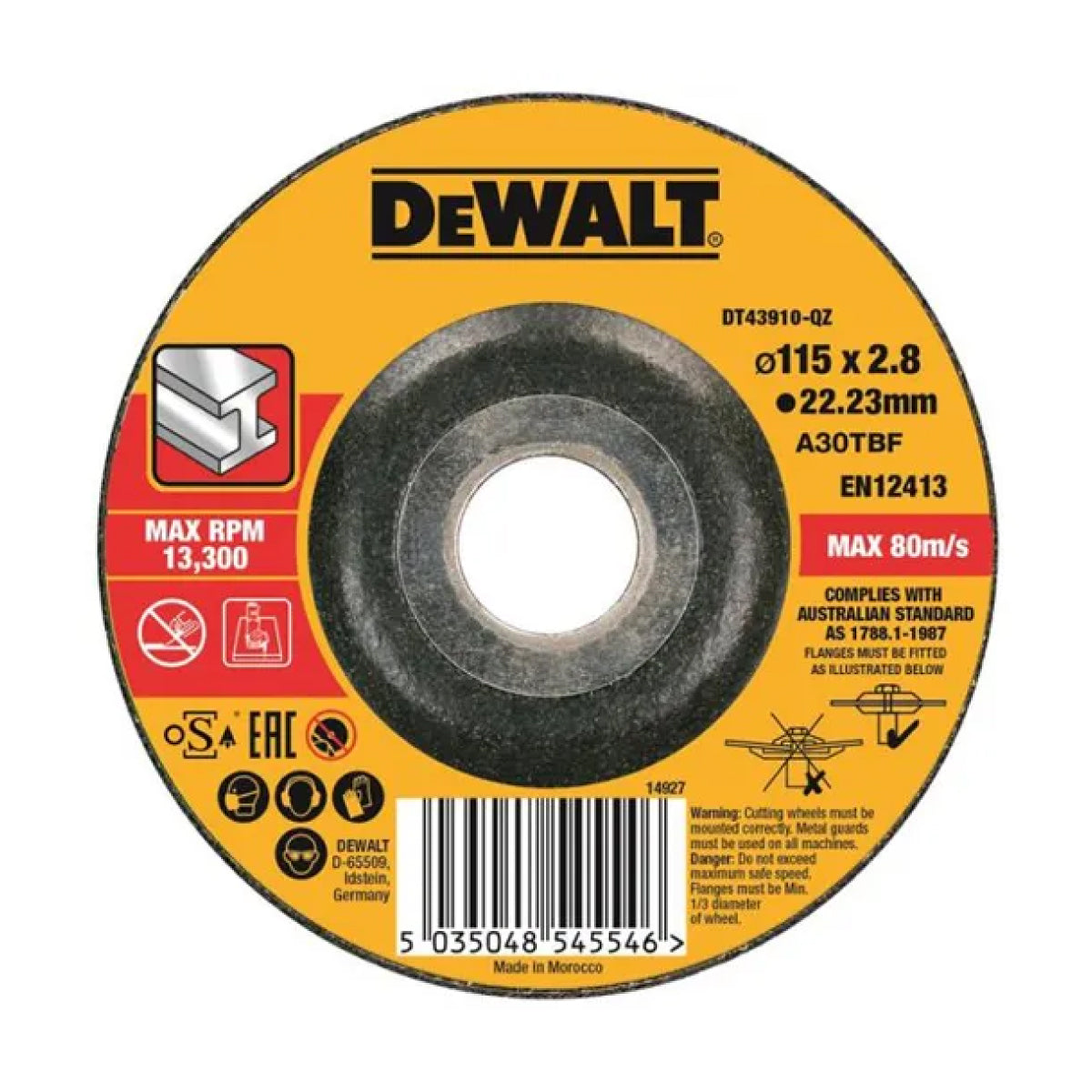 DISCO PER IL TAGLIO SU METALLO A CENTRO DEPRESSO ø230 MM SP 2,8MM   BLACK & DECKER ITALIA