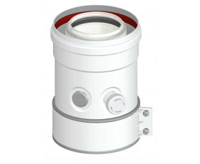 PARTENZA VERTICALE COASSIALE CON ISPEZIONE BIANCA ø60/100