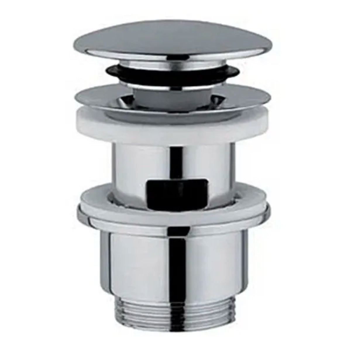 PILETTA CLIC CLAK CON TAPPO IN OTTONE TONDA CROMATA CON TROPPO PIENO 11/4  Idroweb