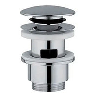 PILETTA CLIC CLAK CON TAPPO IN OTTONE TONDA CROMATA CON TROPPO PIENO 11/4  Idroweb