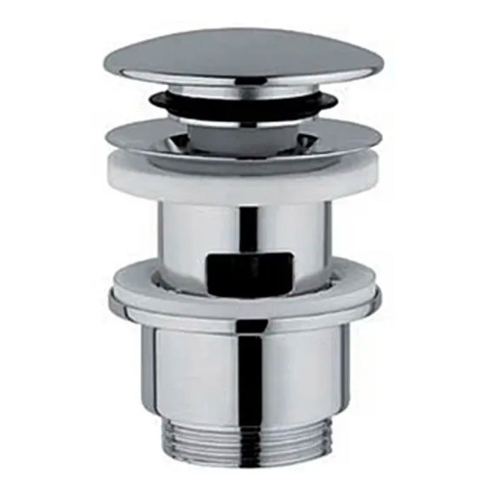 PILETTA CLIC CLAK CON TAPPO IN OTTONE TONDA CROMATA CON TROPPO PIENO 11/4  Idroweb