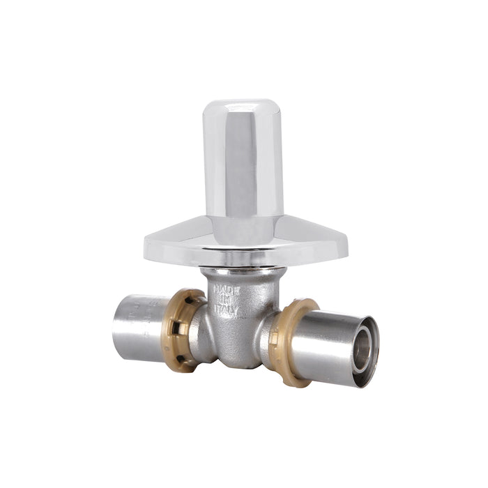 Valvola sfera da incasso per tubo multistrato a pressare con cappuccio cromato modello sempiter  ?20  con cappuccio cromato  Icma  s.p.a.