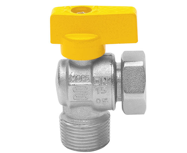 RUBINETTO GAS IN OTTONE A SQUADRO CON FARFALLA MASCHIO DADO GIREVOLE 3/4 X 3/4   ENOLGAS BONOMI SPA