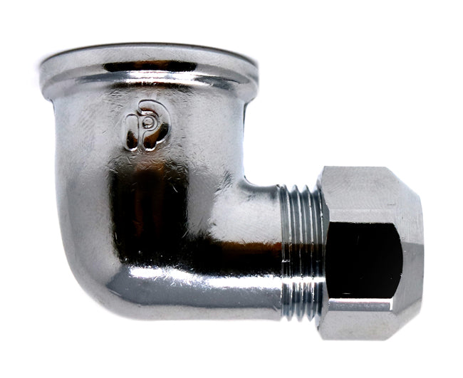 RACCORDO CURVO FEMMINA A TENUTA PTFE PER TUBO RAME CROMATO SERIE 6900 1/2X Ø 10    PETTINAROLI