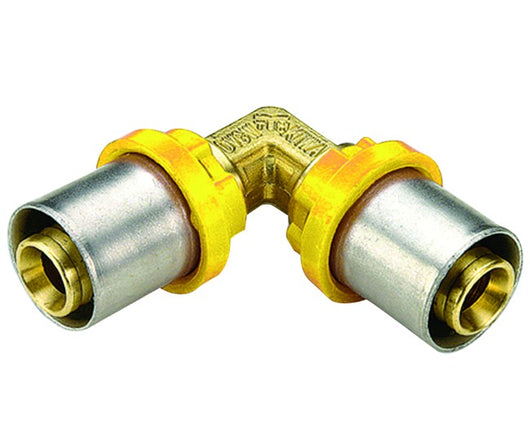 RACCORDO CURVO INTERMEDIO PER TUBO MULTISTRATO A PRESSARE PER GAS MODELLO  AL-COBRAPEX ø26   TIEMME RACCORDERIE SPA